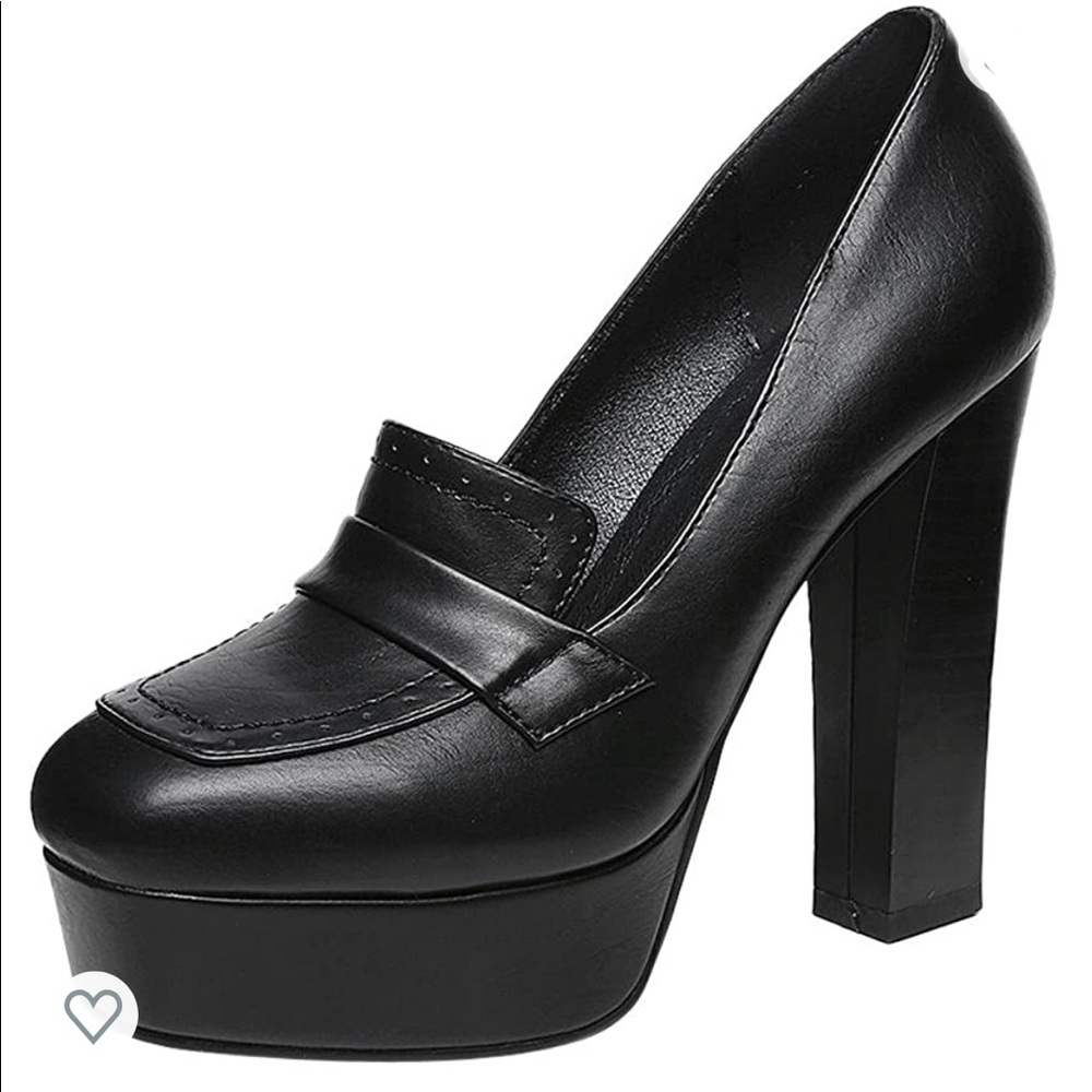 BLACK - Women's Black Platform Heels Closed Toe, Sz 9